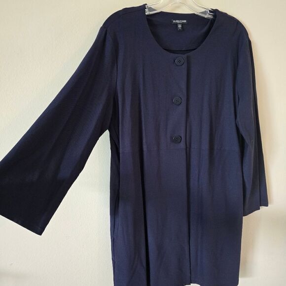Eileen Fisher Stretch 3 Button Knit Jacket in Blue  Womens Size PL - Picture 4 of 7
